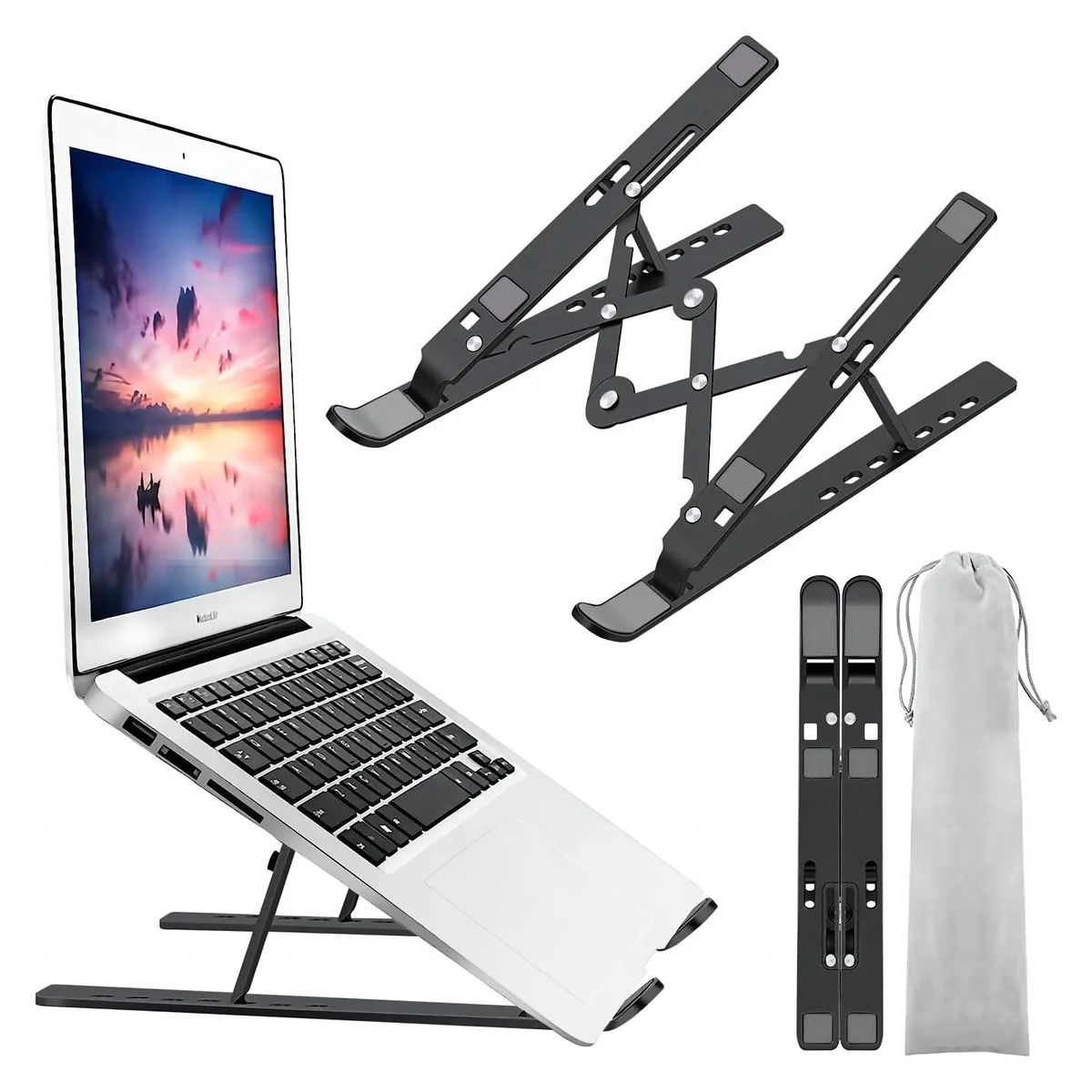 Leeboom Adjustable Foldable Aluminum Laptop Stand Black — product photo