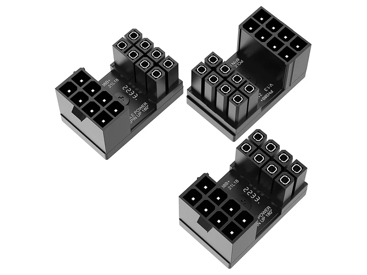 RIITOP RIITOP 180 Degree PCIe 8 Pin U-Turn Adapter Reverse Type 3-Pack internal power cable — product photo