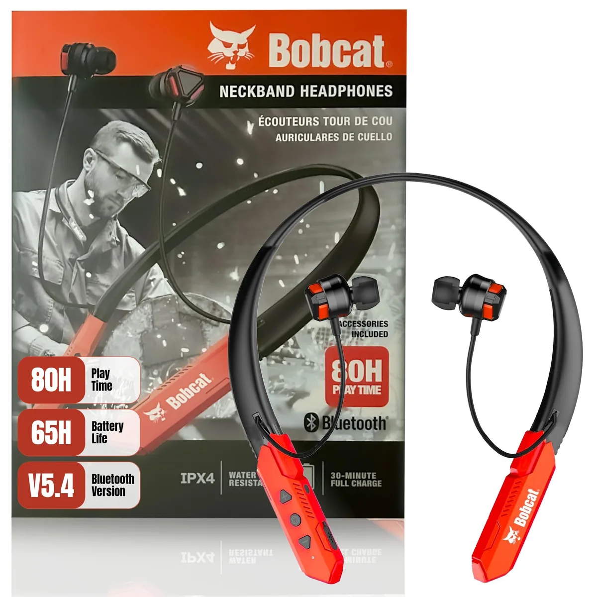  CJ TECH 71485-BO Neckband Bluetooth Headset Black/Red 80H — product photo
