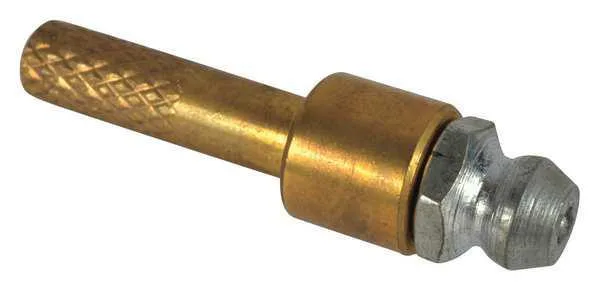 Small metal grease fitting with threaded base and ball check valve