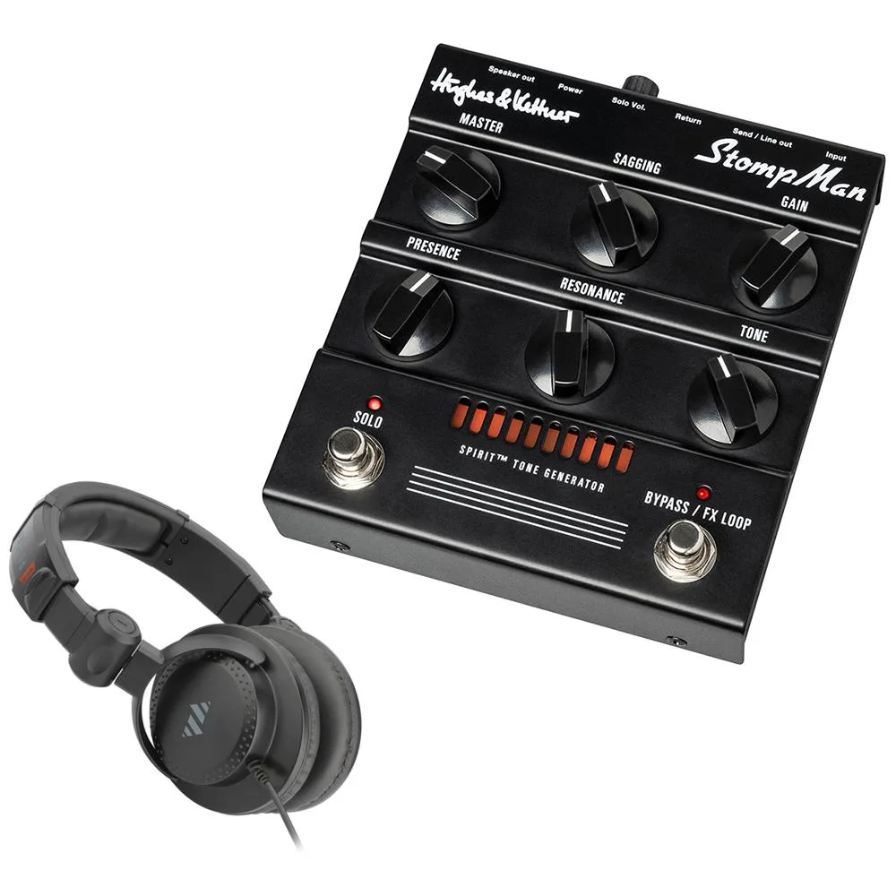 Hughes & Kettner Hughes & Kettner StompMan 50-watt Guitar Amplifier Pedal Bundle with Polsen HPC-A30-MK2 Headphones — product photo