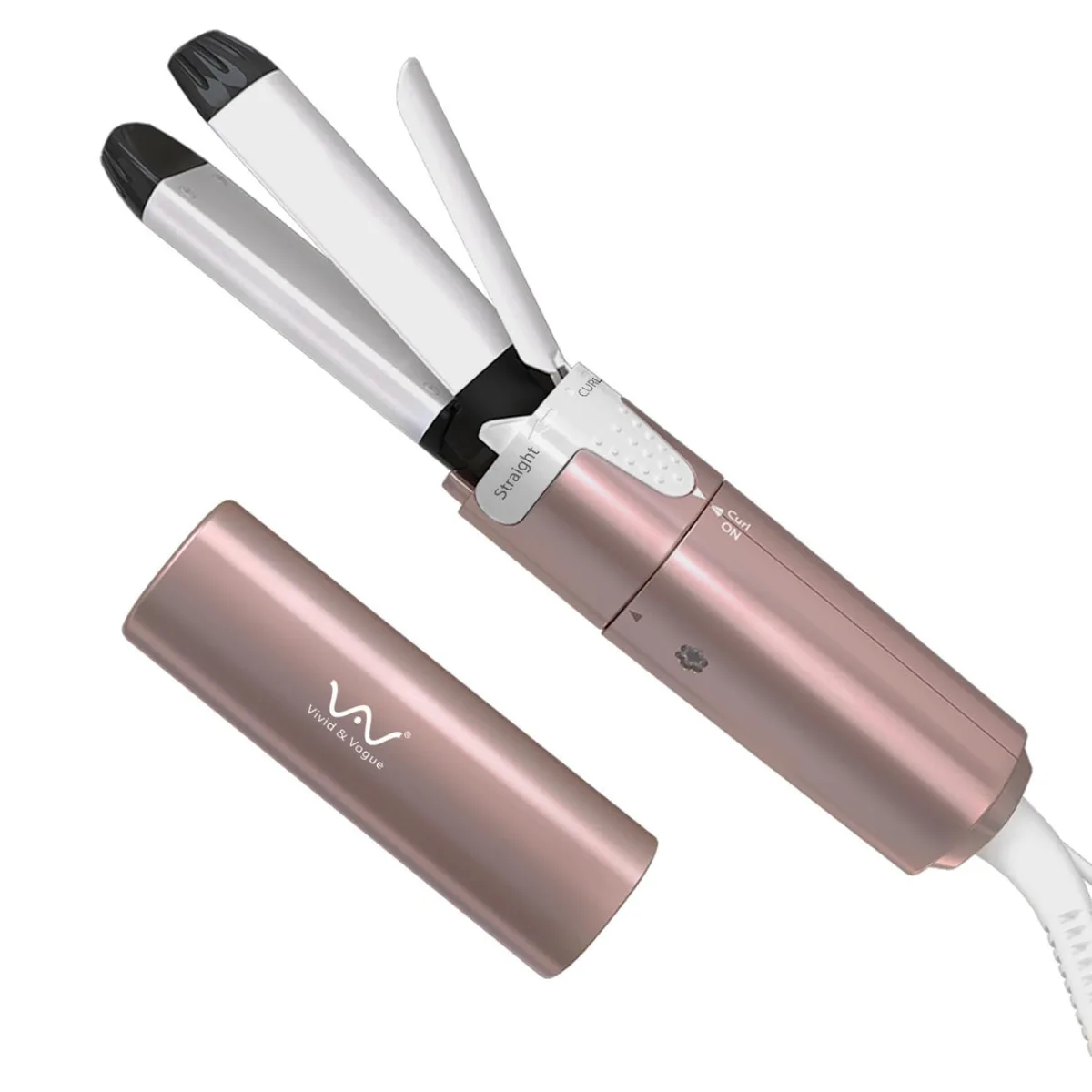 Compact dual-voltage styling tool with ceramic plates and selector switch