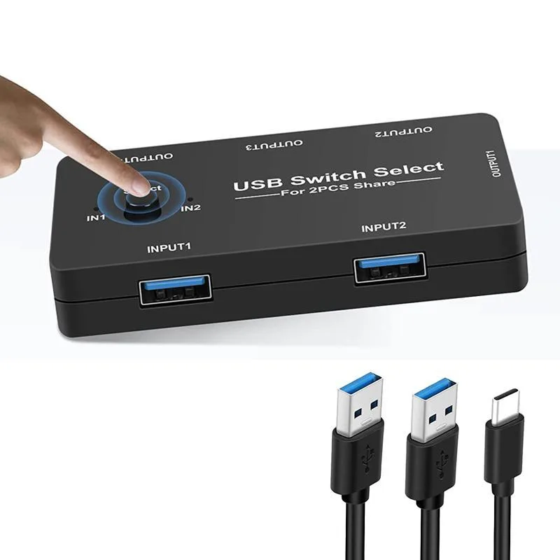 WRIARICH WRIARICH OZU7 2-Port 4-Device USB 2.0 KVM Switch One-Button Swapping — product photo