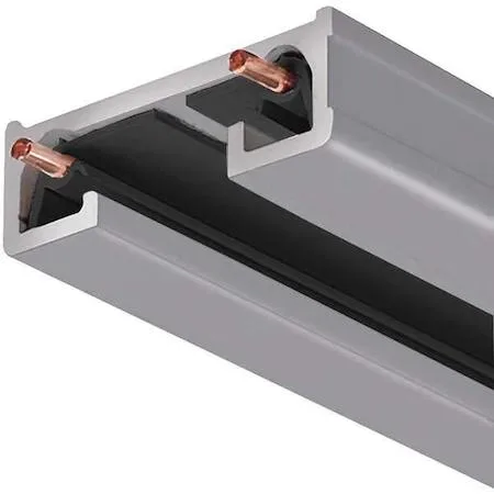 Silver 4ft J-track section, aluminum, flat profile, includes mounting hardware