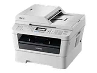Compact white monochrome laser multifunction printer with automatic document feeder and paper tray