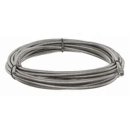 Coiled steel drain cable 5/16 inch diameter 35 feet long with bulb auger end