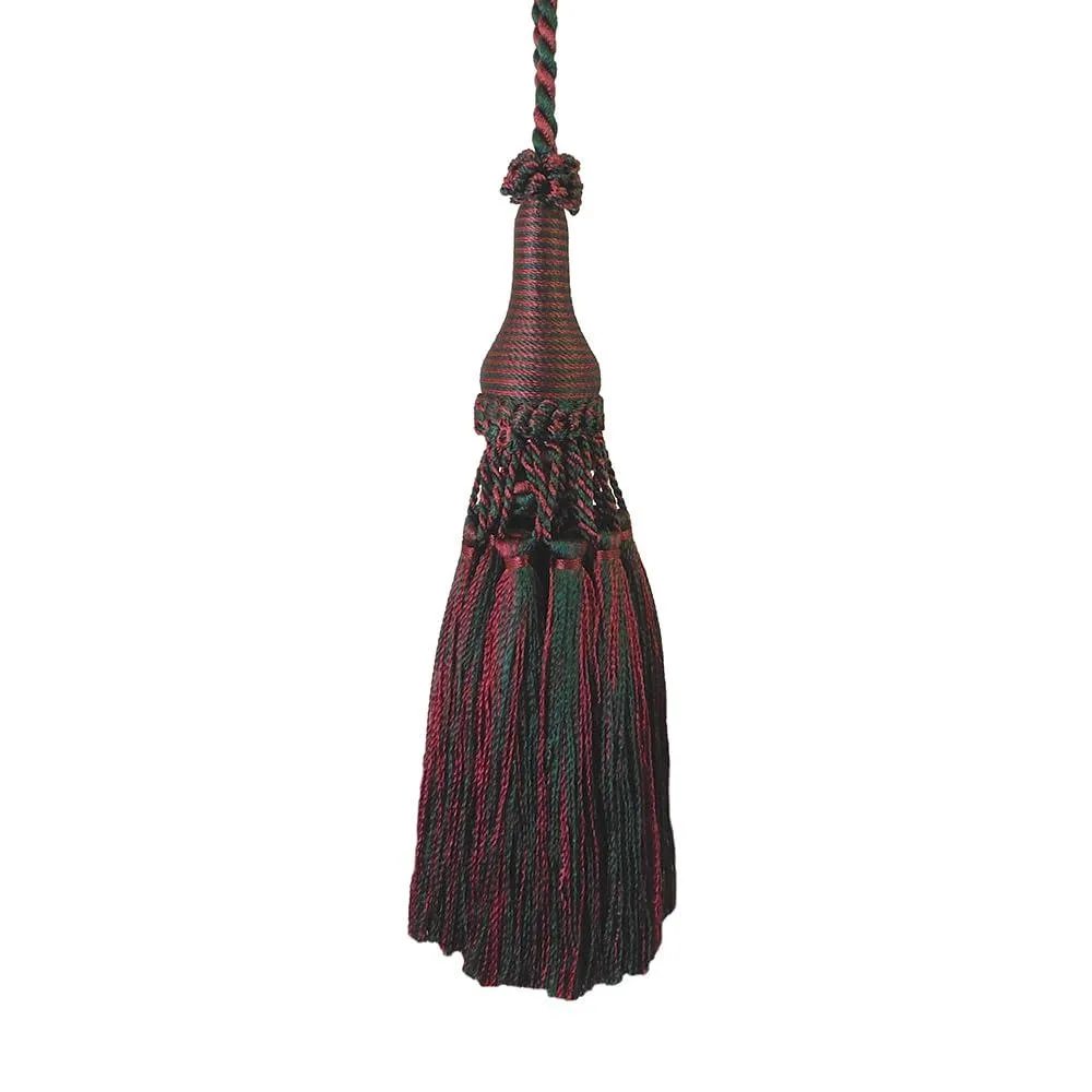 Blue fabric tassel with braided loop, 34 cm total length