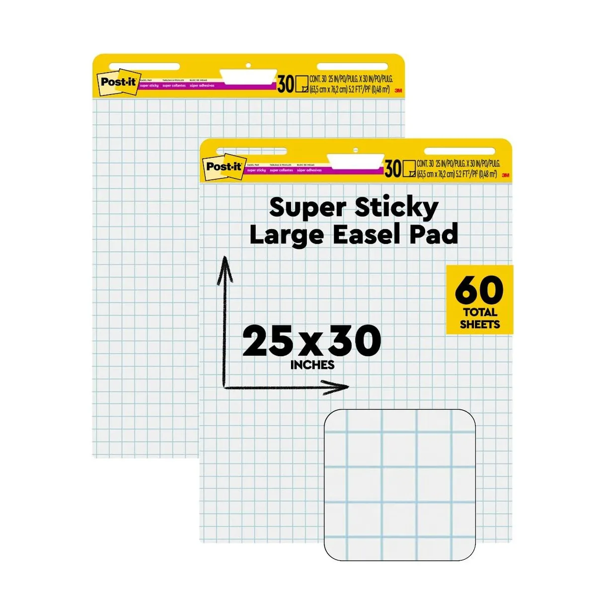  Post-it 560 Super Sticky Easel Pad 25 x 30 in White Grid 2 Pads — product photo