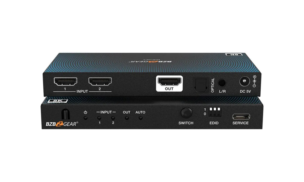 BZBGEAR BZBGEAR BG-8K-HS21A 2x1 8K HDMI 2.1 Switcher with Audio De-Embedding — product photo
