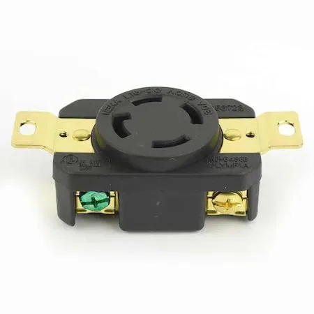 Superior Electric L15-30R 30A 250V surface-mount locking receptacle, grey industrial housing, twist-lock slots, four terminals visible