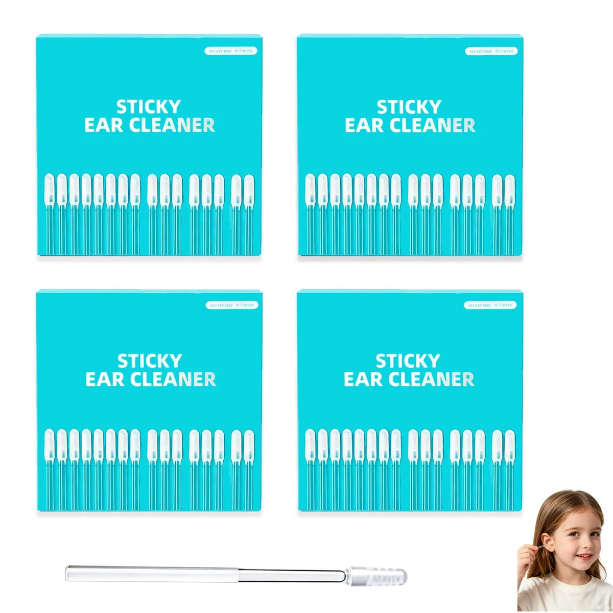Four boxes of ear cleaning sticks with spiral tips