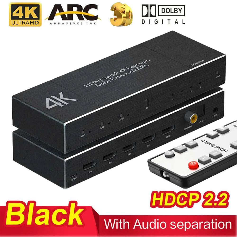 Jansicotek Jansicotek OZQ7 4K@60Hz 4x1 HDMI Audio Extractor Switch — product photo