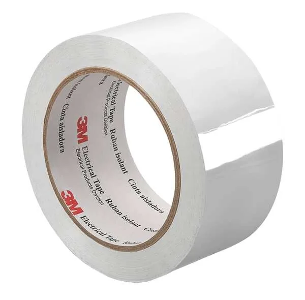 White 3M 1350 electrical tape roll, 0.75 inch by 72 yards, matte polyester finish