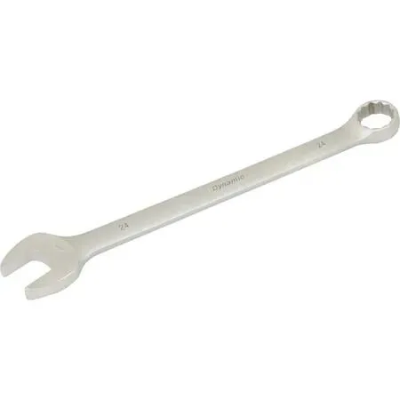Dynamic 24mm 12-point combination wrench, satin chrome finish, angled ends