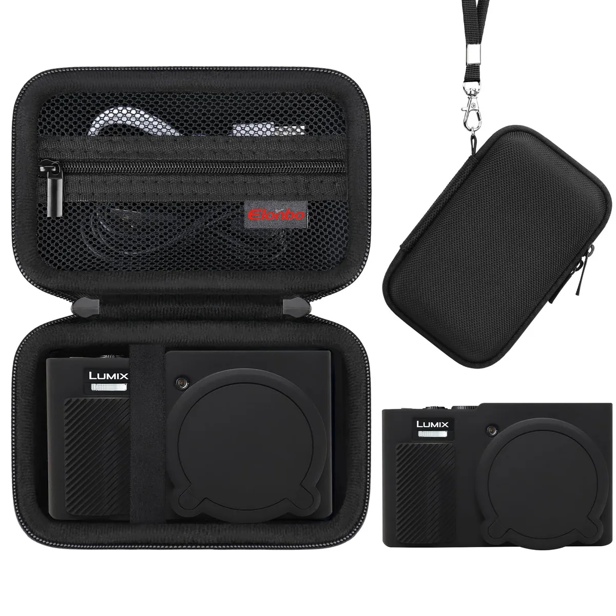  Elonbo L153BB Hard Case &amp; Silicone Cover for Panasonic LUMIX ZS/TZ99, Black — product photo