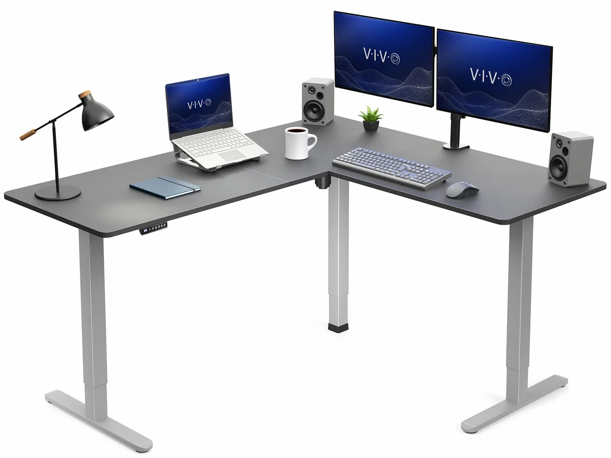 VIVO VIVO Black/Gray Electric Corner Standing Desk 63 x 55.2 in — product photo