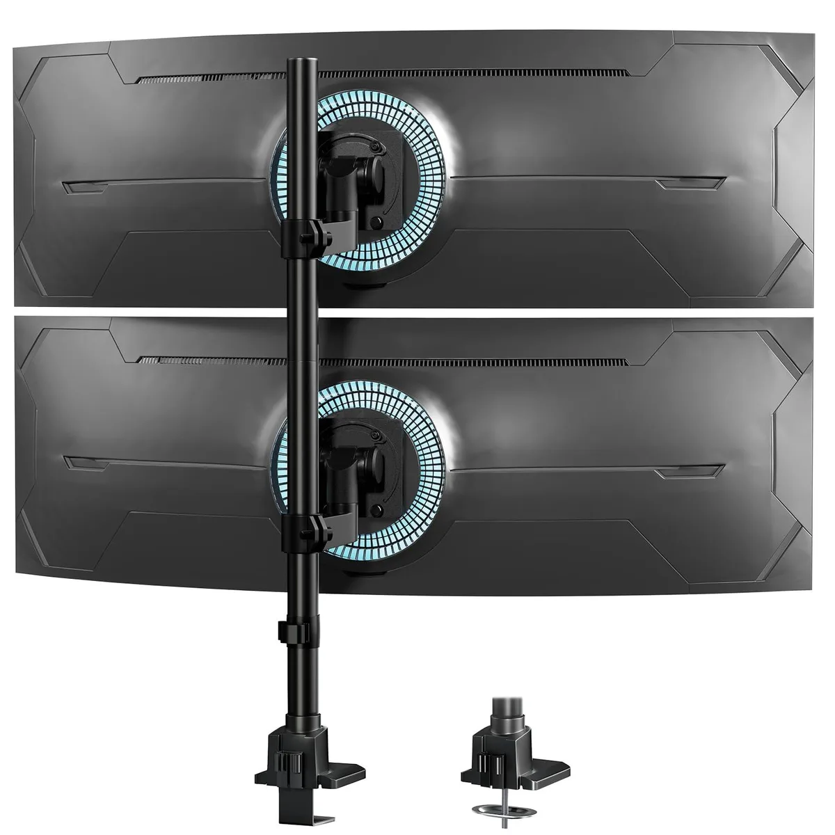 ALSEYE ALSEYE Vertical Dual Monitor Arm 24-57" 59.4 lbs VESA 75/100 Black 2 in 1 accessory — product photo