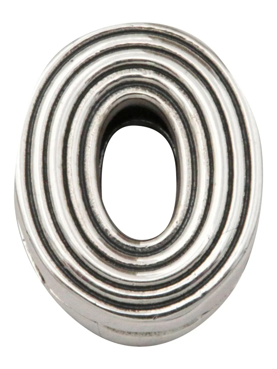 Sterling silver letter O clip charm with contrasting polished and lined sides