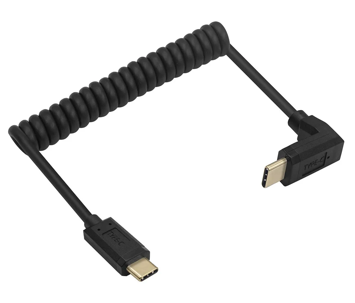 BUCIER BUCIER Coiled USB 3.1 Type C Cable 90 Degree 10Gbps 3.3FT M/M Up &amp; Down — product photo