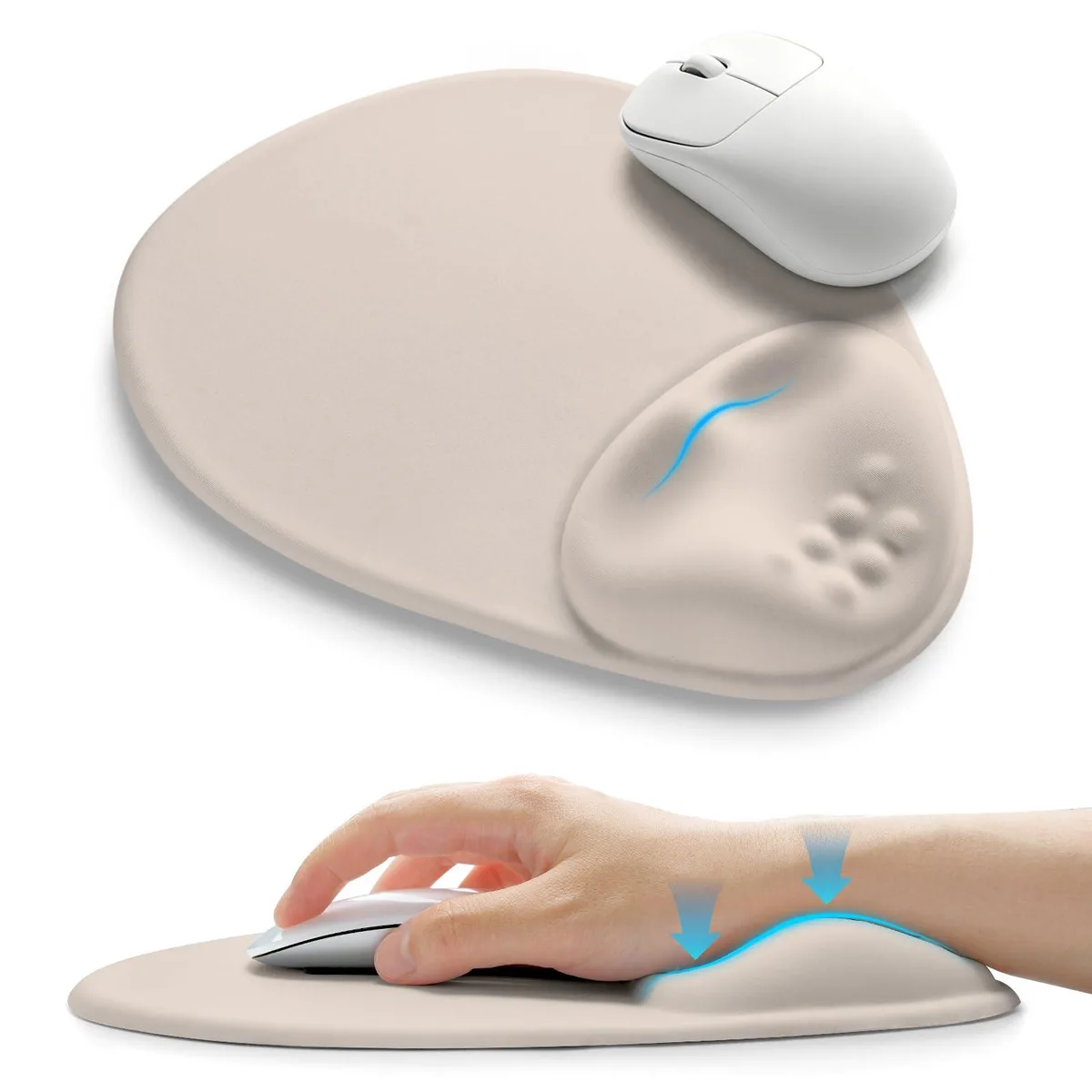  Basibutok TYZD-009 Mouse Pad with Wrist Rest, 9.9 x 8.3 Inch, Love of Apricot White — product photo