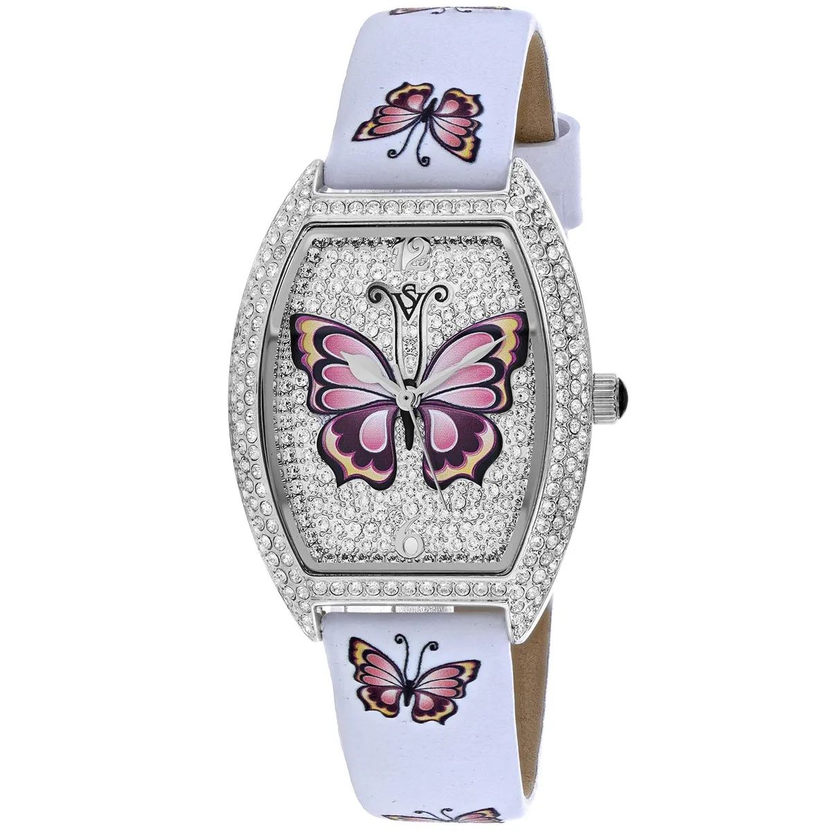 Silver dial watch with stainless steel case and leather strap