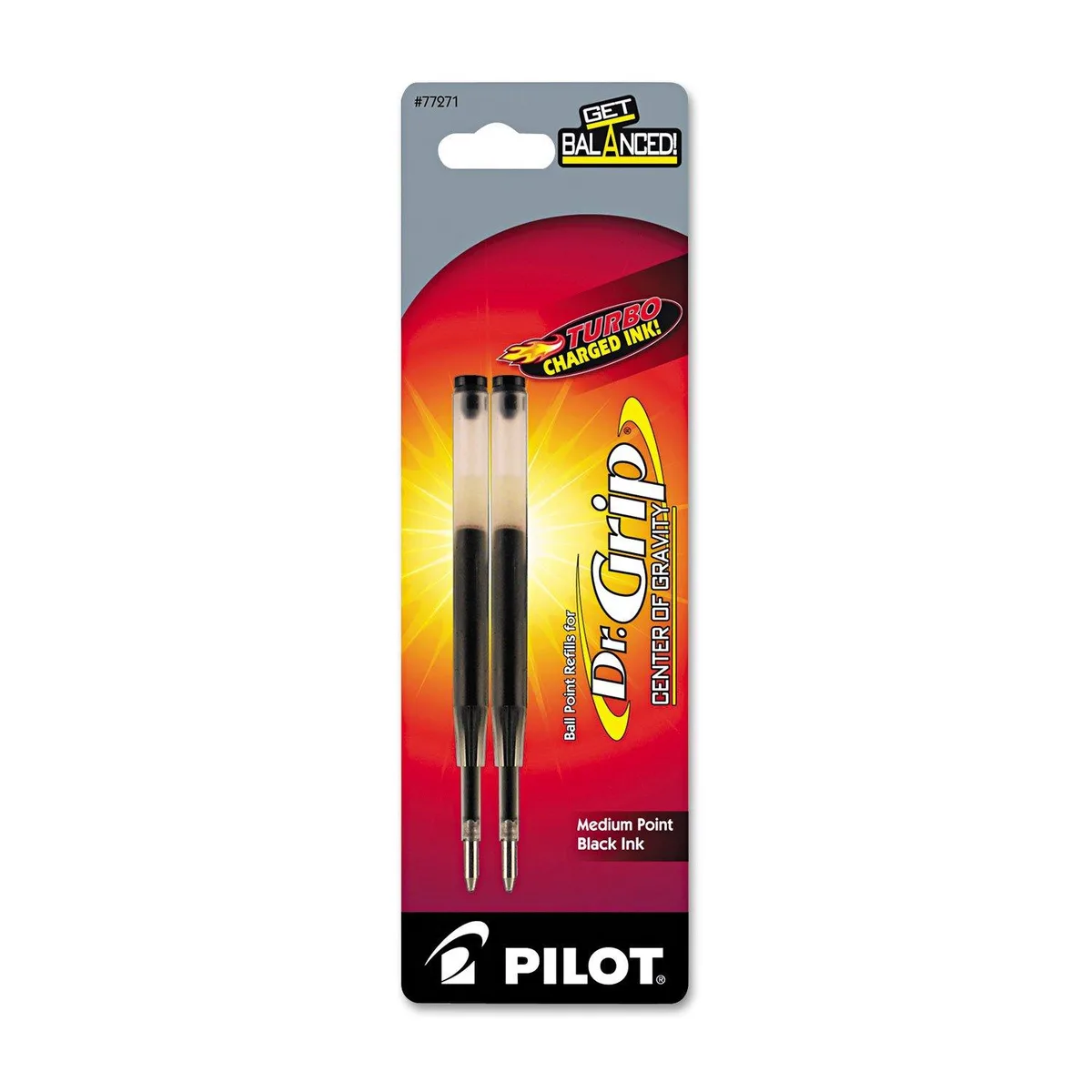  Pilot Dr. Grip Center of Gravity Ballpoint Refill Medium Black 2-Pack 77271 — product photo