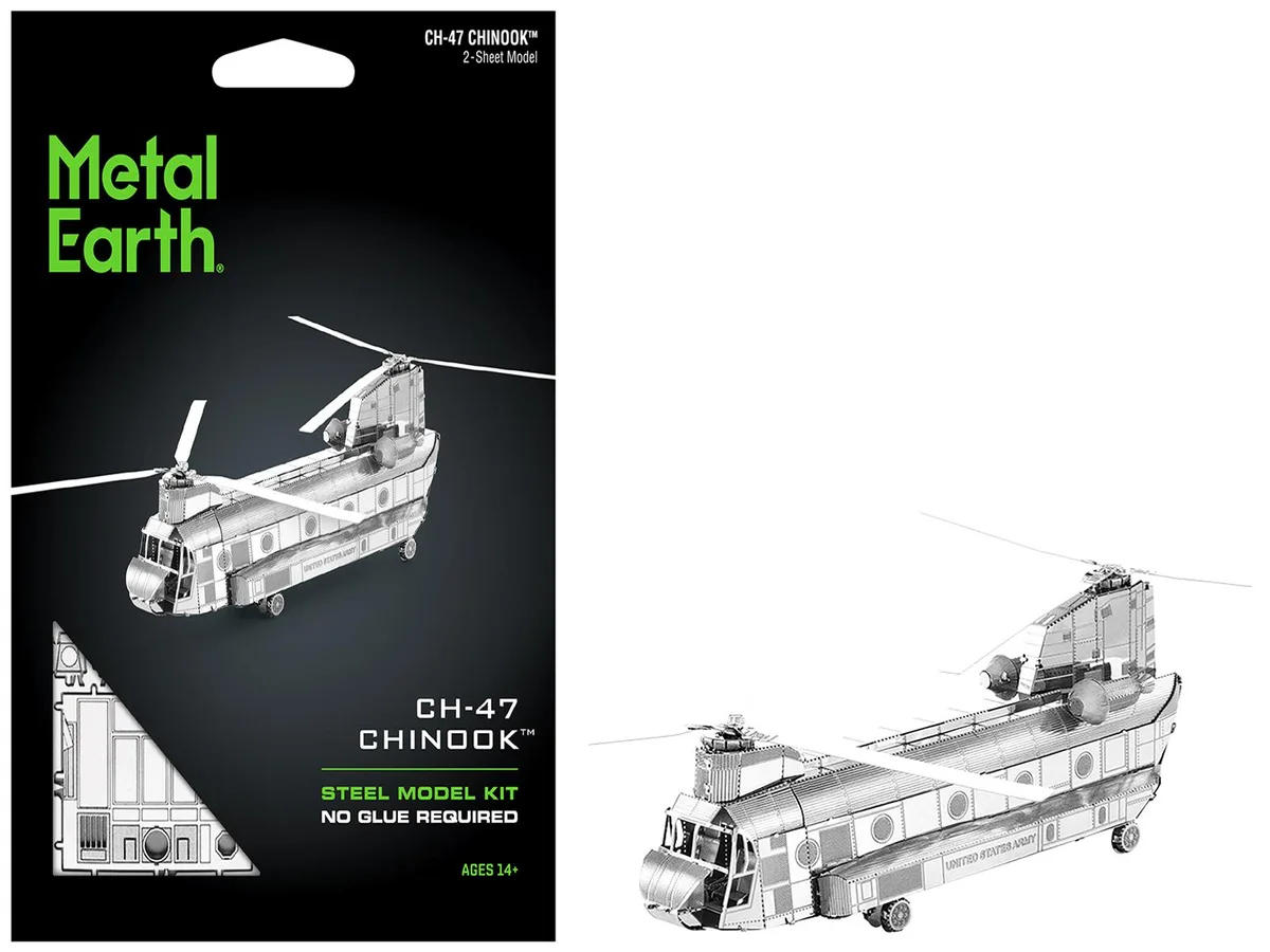 Metal Earth Metal Earth Boeing CH-47 Chinook Helicopter Model Kit (Moderate Difficulty) hobby collectible — product photo