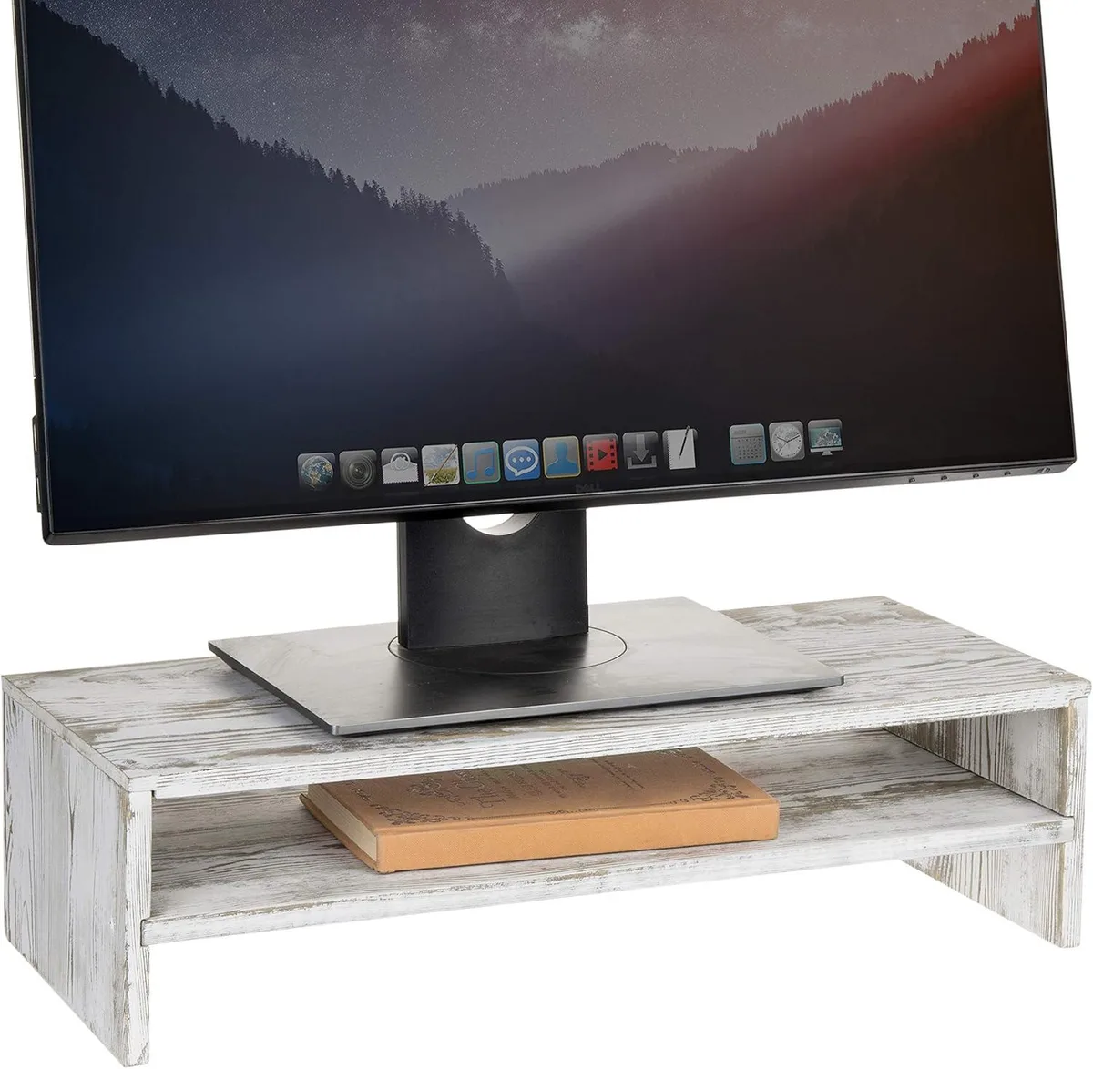 PISKEKAT PISKEKAT 2 Tier Wood Monitor Riser Stand 19.7x9.1x5.3 in — product photo