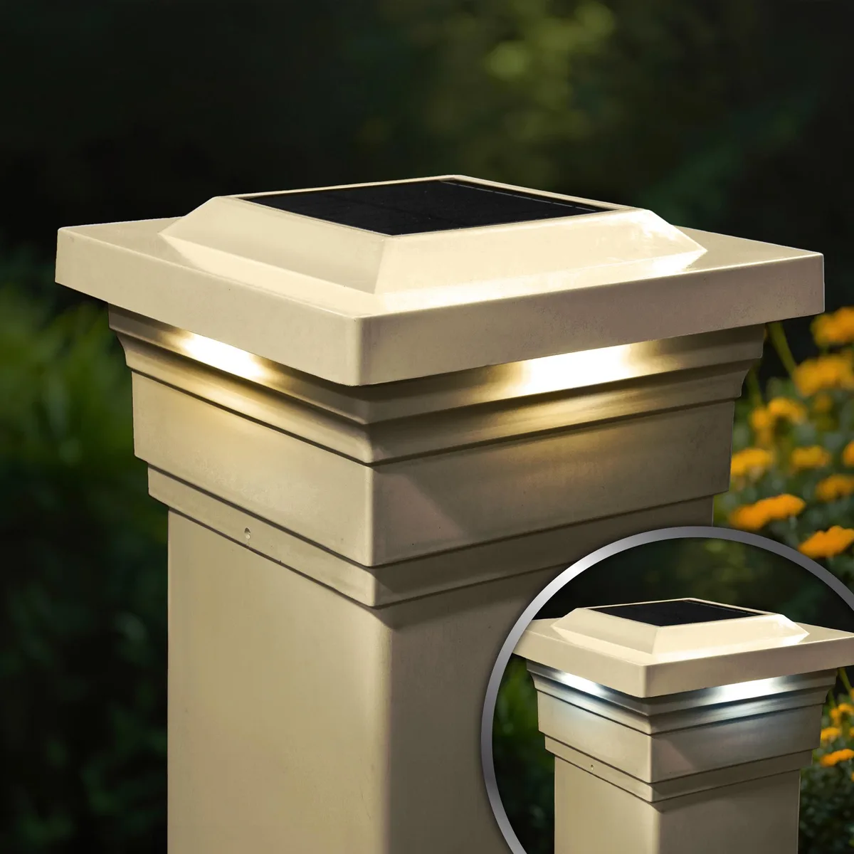 Classy Caps Mfg. Inc. Classy Caps Majestic Solar Post Cap 5x5 Tan PVC 2 Pack — product photo