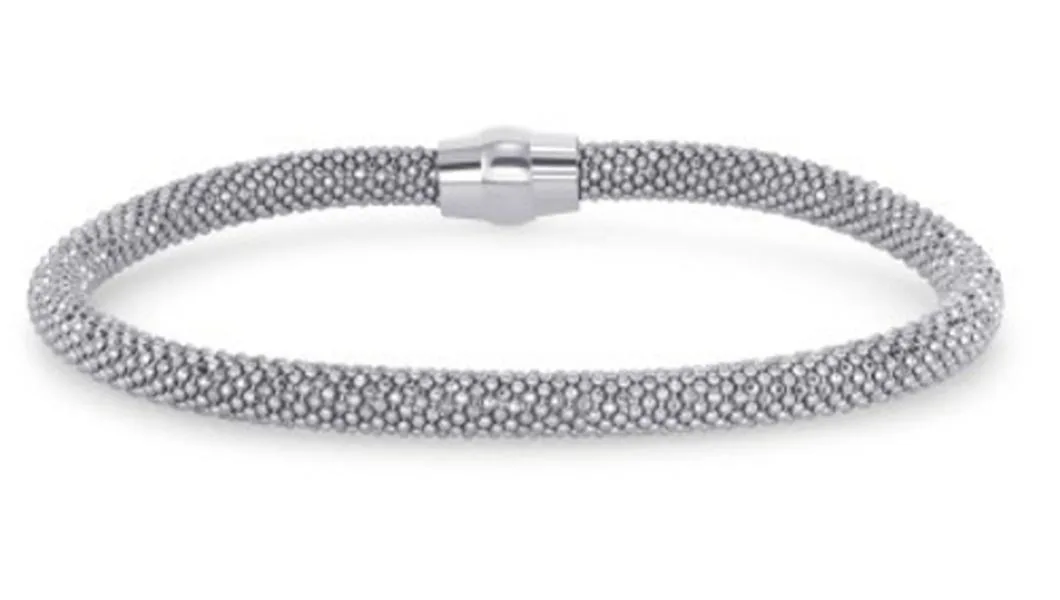MST MST 925 Sterling Silver 5 mm Round Mesh Bracelet Rhodium Plated Magnetic Clasp — product photo