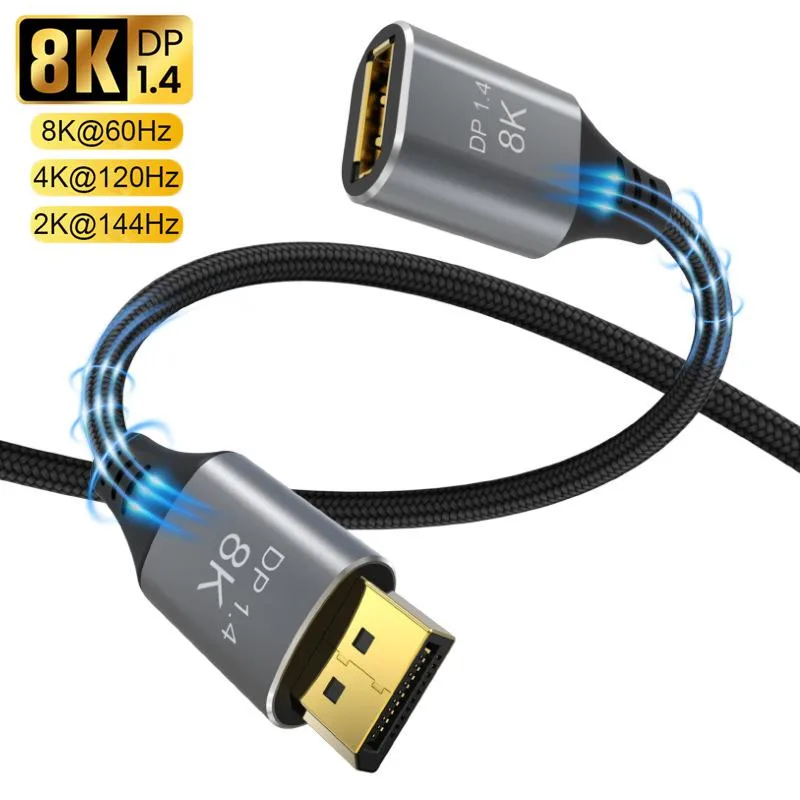 ESTONE ESTONE TJ-A028 DisplayPort cable 3.3 ft male to female 8K 60 Hz 4K 144 Hz HBR3 32.4 Gbps — product photo