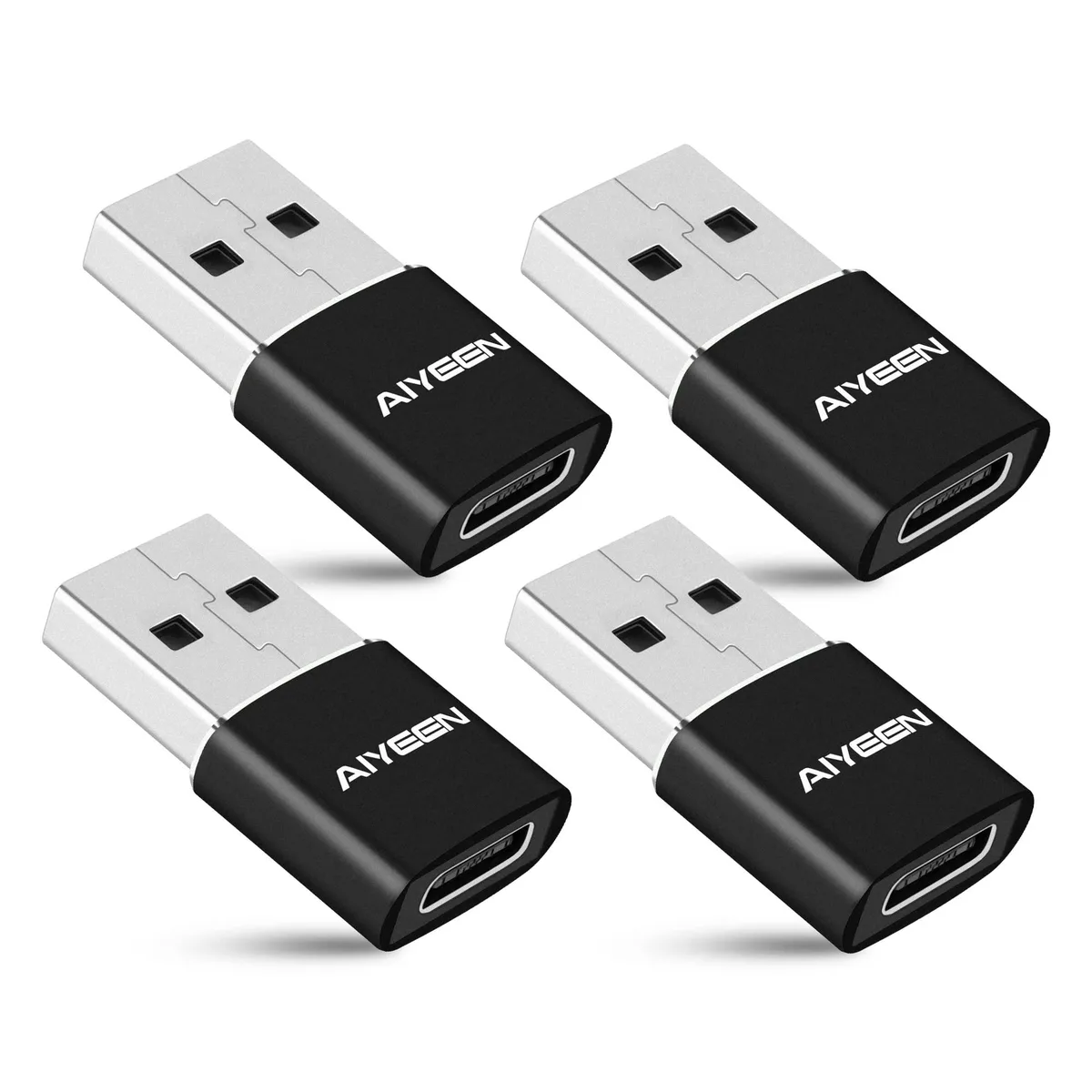  AIYEEN USBA-USBC 007 USB 2.0 Female to Male Adapter Galaxy Black 4Pack — product photo
