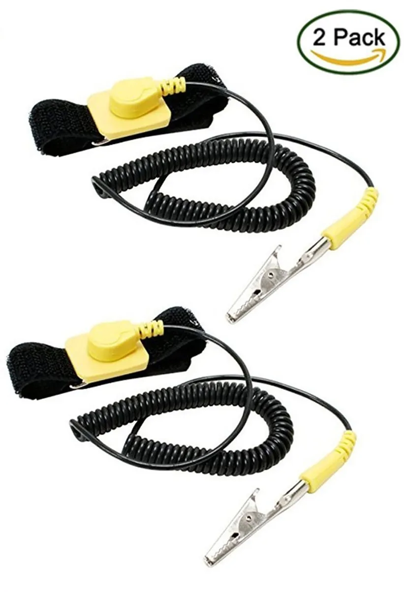 iMBAPrice iMBAPrice Anti-Static Adjustable Grounding Wrist Strap (Pack of 2) Black Yellow — product photo