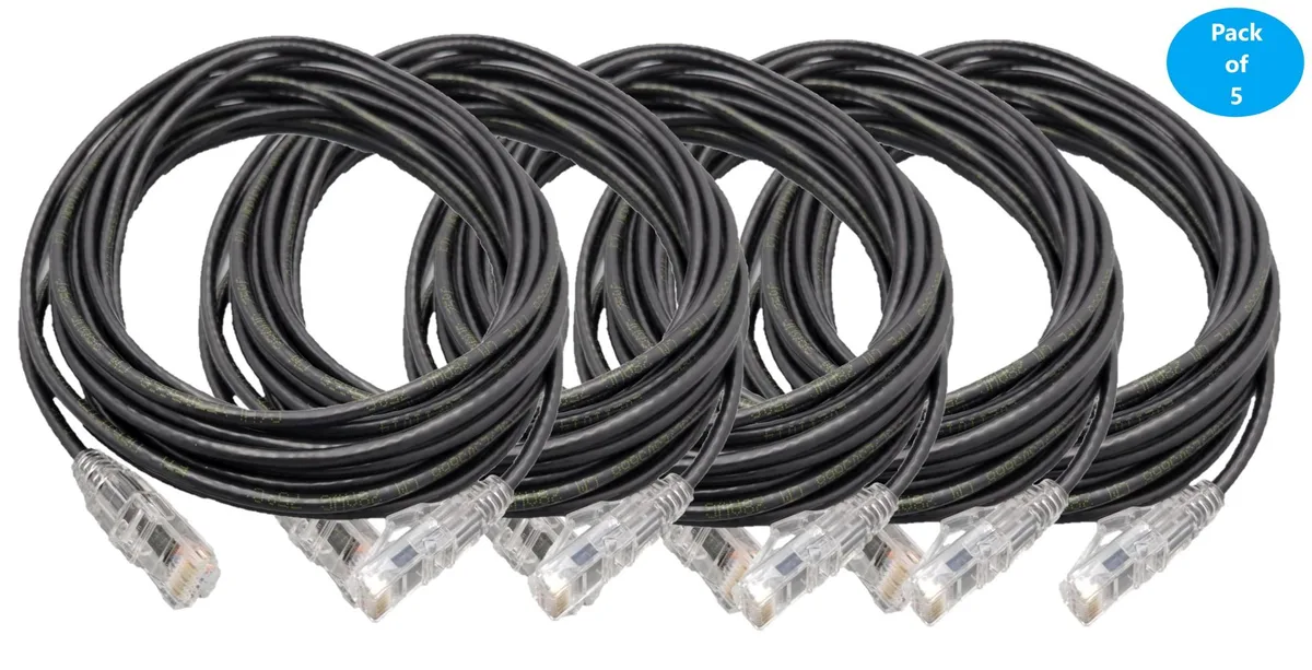 Micro Connectors Micro Connectors Cat 6A Ultra Slim Patch Cable 15 ft Black 28AWG — product photo