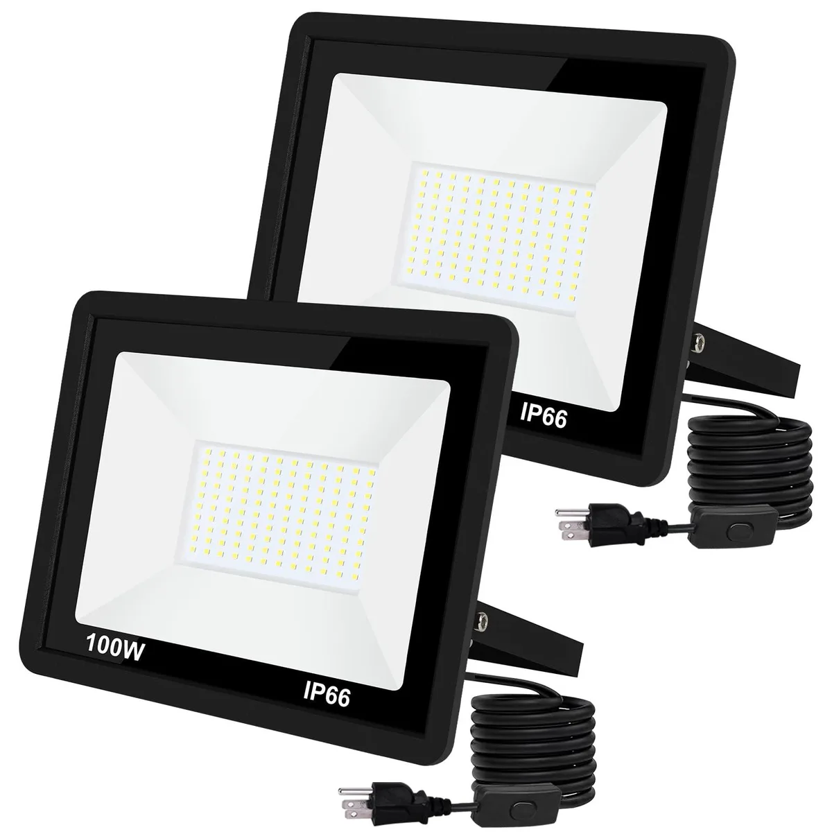  JWZMLUX LED Flood Light 100W 6500K IP66 2Pack — product photo
