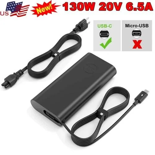 Black rectangular USB-C power adapter with textured finish and integrated cable