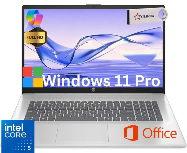 HP HP 17 Laptop Intel Core 5 120U 16GB 1TB SSD 17.3" FHD Silver Windows 11 Pro — product photo
