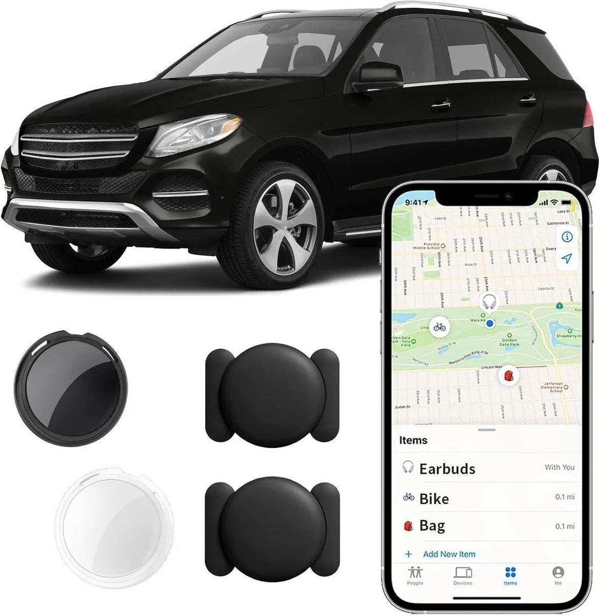 Lowrance TAGC GPS Tracker 2 Pack Find My iOS Magnetic Case 1.37in 0.24oz 365 Days Black — product photo