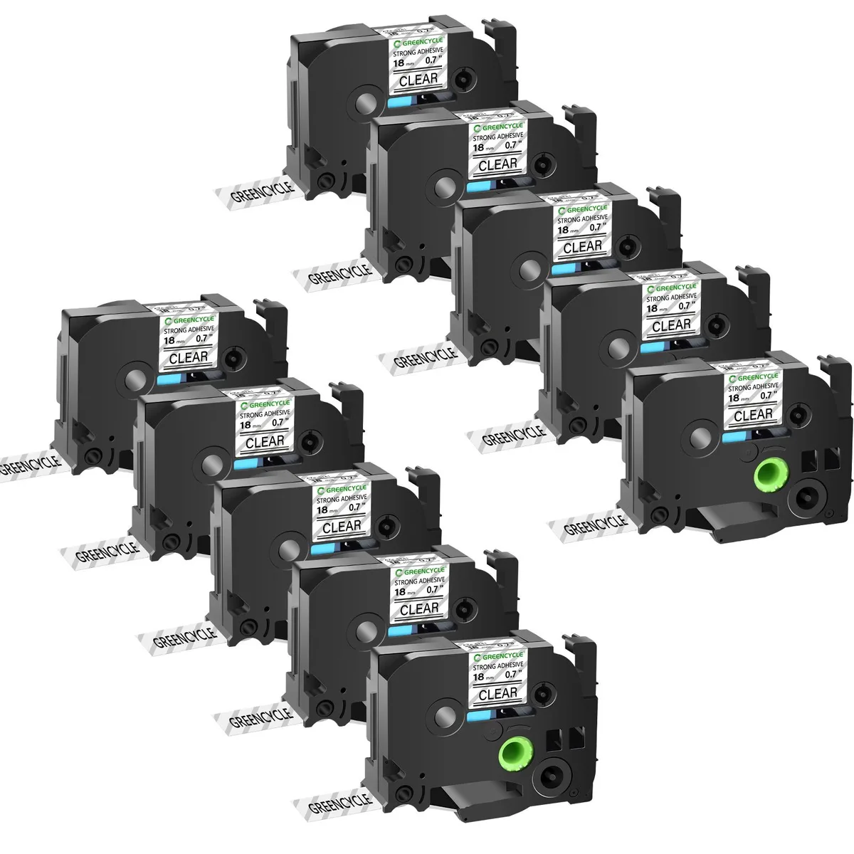 GREENCYCLE GREENCYCLE TZe-S141 18mm Black on Clear Label Tape 20 Pack — product photo