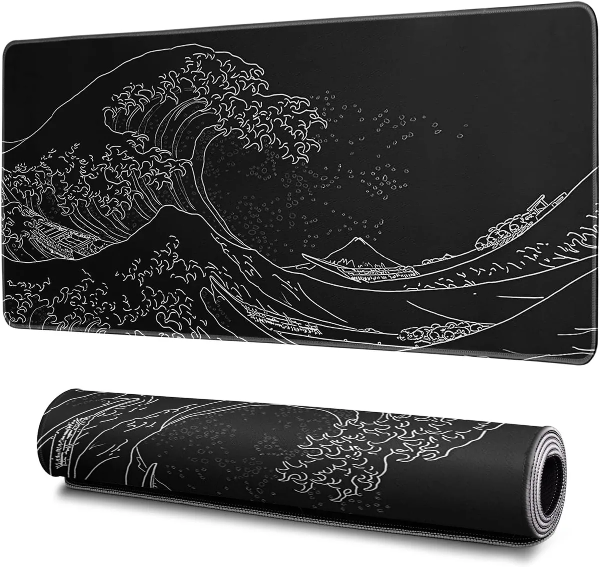 Brainwavz Brainwavz Japanese Gaming Mouse Pad 31.5x11.8 Inch Black Sea Wave Texture — product photo
