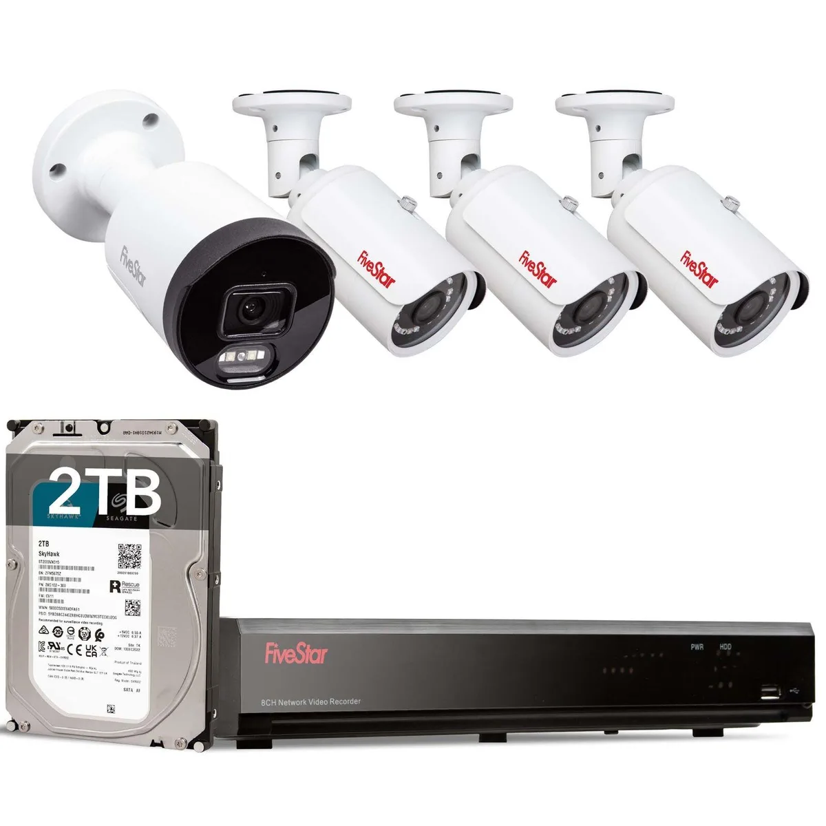 FiveStar FiveStar 8 Channel PoE AI Security Camera System 2TB HDD — product photo