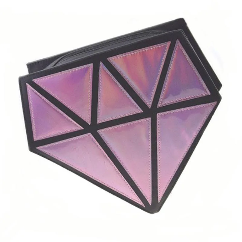 DAXINQI DAXINQI Diamond Shape PU Leather Makeup Case Pink 29x27x4cm 10 Pockets — product photo