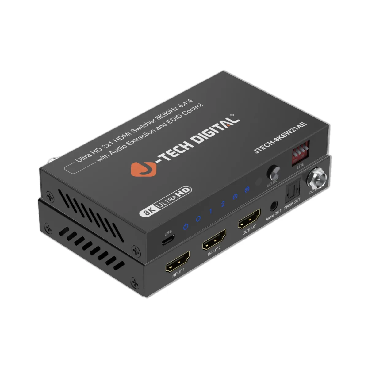 J-Tech Digital Inc. J-Tech Digital JTECH-8KSW21AE 2x1 HDMI Switch 8K60 4K120 Audio Extraction — product photo