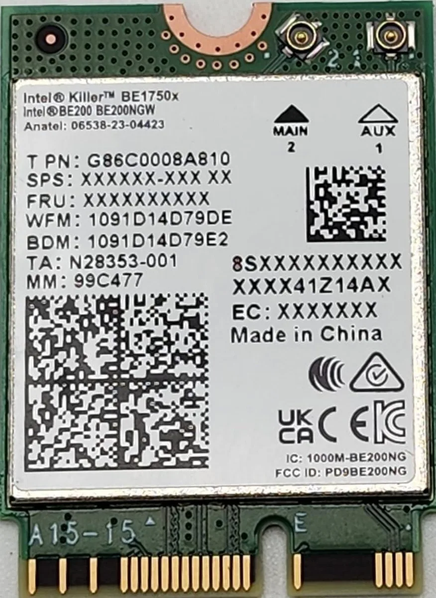 Small green and white circuit board with M.2 Key E connector