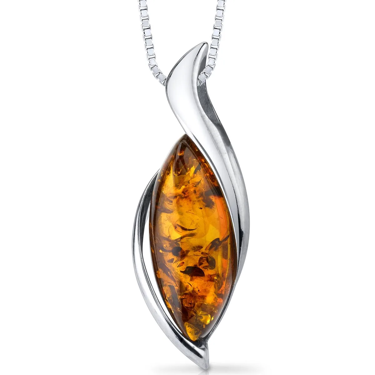 Oravo Oravo Baltic Amber Pendant Necklace Sterling Silver Cognac 18 — product photo