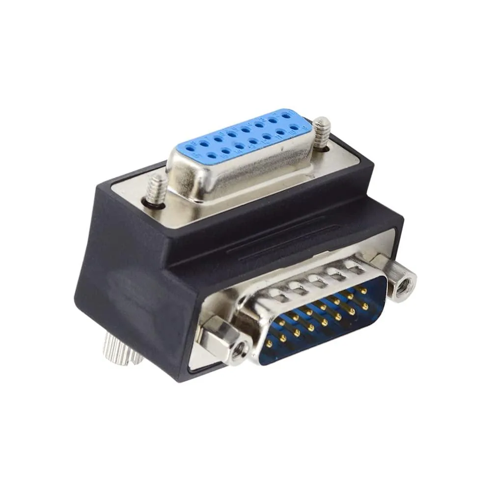Fervit Fervit DSUB RS232 15pin Male Nut to Female Screw 90 Degree Angled Connector — product photo
