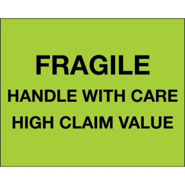 Tape Logic Tape Logic Fragile Handle With Care High Claim Value 8 x 10 Fluorescent Green 250 Roll — product photo