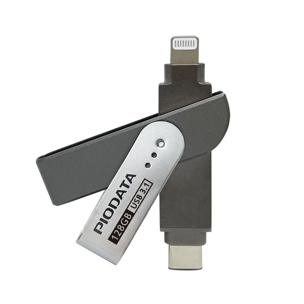 PIODATA PIODATA iXflash 128GB USB 3.1 Type C Lightning USB flash drive — product photo