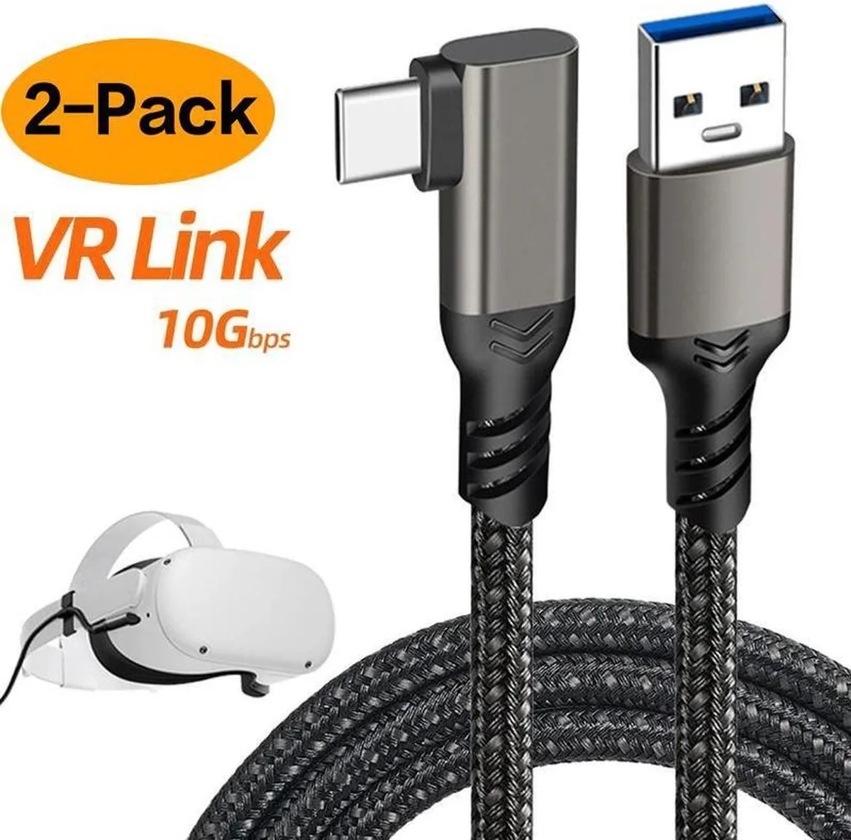 Aomoproing Aomoproing 10Gbps USB A to C Right Angle Braided Cable 1.6ft 2Pack — product photo