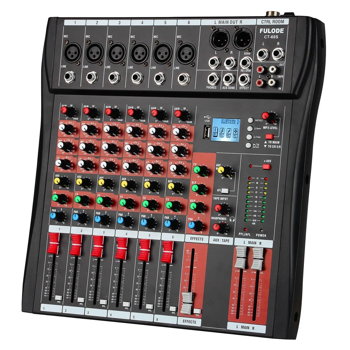 Audio-Technica CT60-6 channels 6-Channel Mixer with Bluetooth USB Recording 48V Phantom Power — product photo